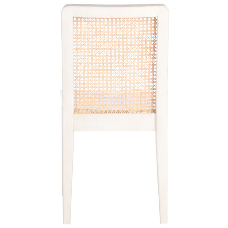 Benicio White and Natural Rattan Coastal Side Chair