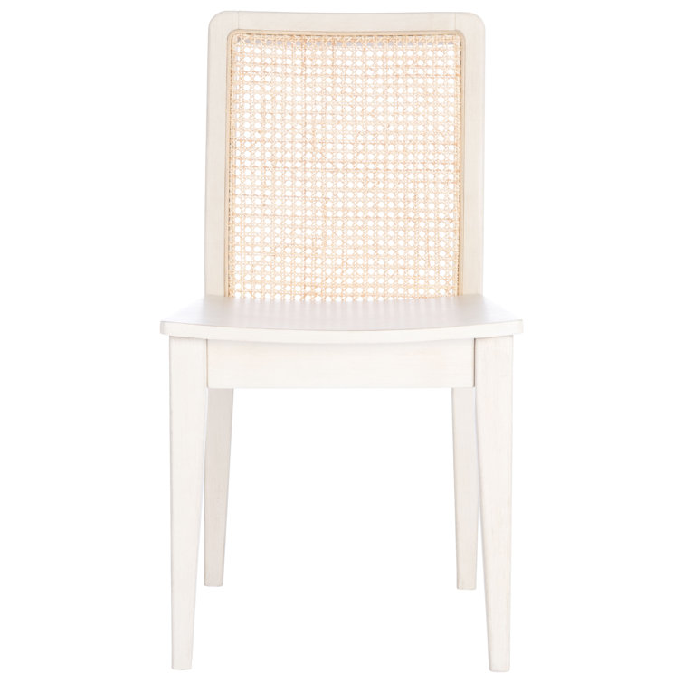 Benicio White and Natural Rattan Coastal Side Chair
