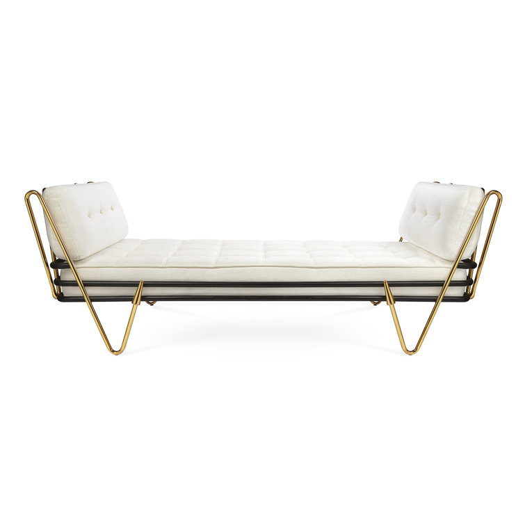 Maxime Polished Brass Daybed with Palermo Dove Upholstery