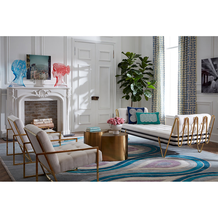 Maxime Polished Brass Daybed with Palermo Dove Upholstery