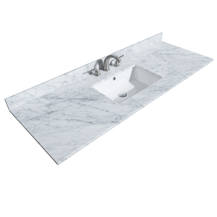 Deborah 60'' White Single Bathroom Vanity with Marble Top and Mirror