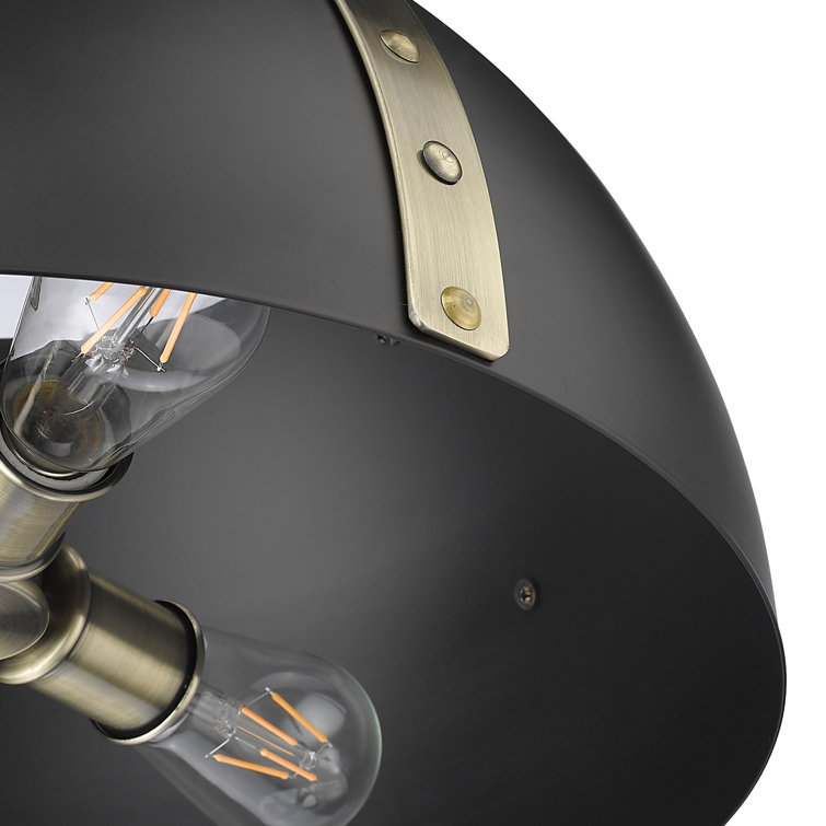 Aldrich Transitional 3-Light Pendant in Aged Brass and Matte Black