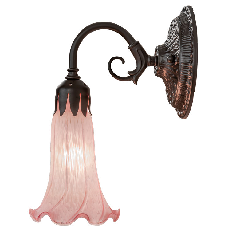 Elegant Oil-Rubbed Bronze Wall Sconce with Pink Glass Shade