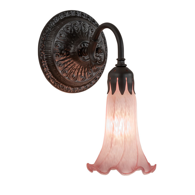 Elegant Oil-Rubbed Bronze Wall Sconce with Pink Glass Shade