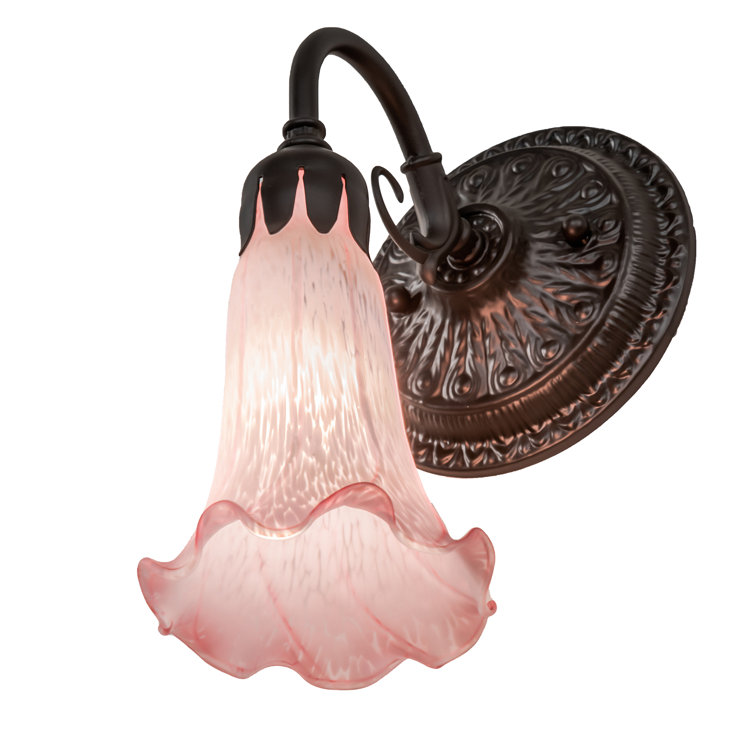 Elegant Oil-Rubbed Bronze Wall Sconce with Pink Glass Shade