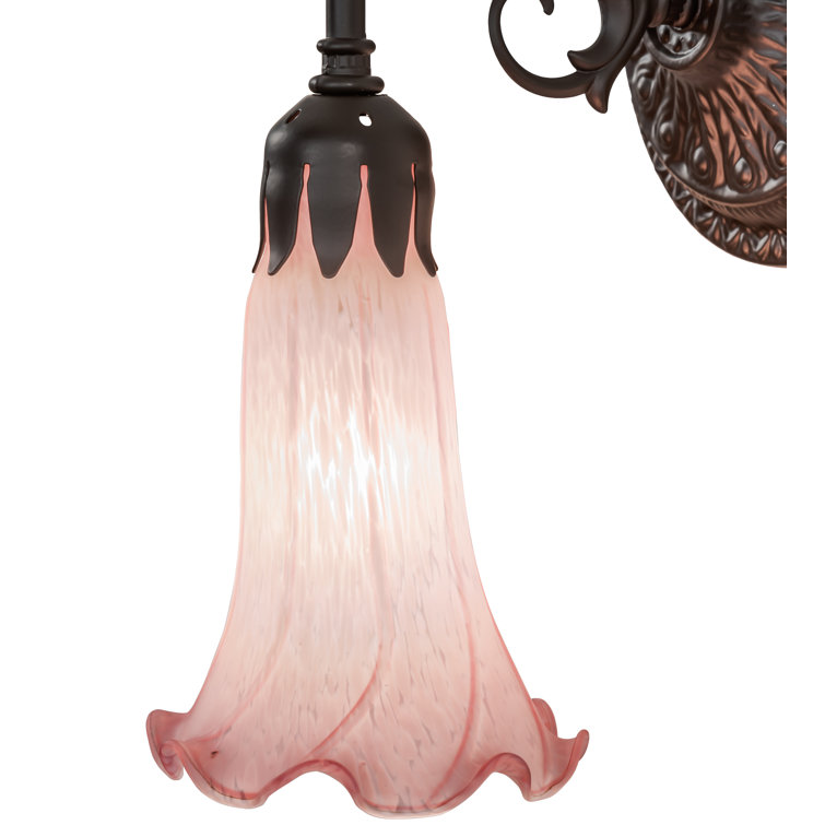 Elegant Oil-Rubbed Bronze Wall Sconce with Pink Glass Shade
