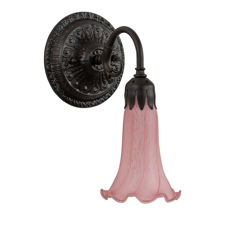 Elegant Oil-Rubbed Bronze Wall Sconce with Pink Glass Shade