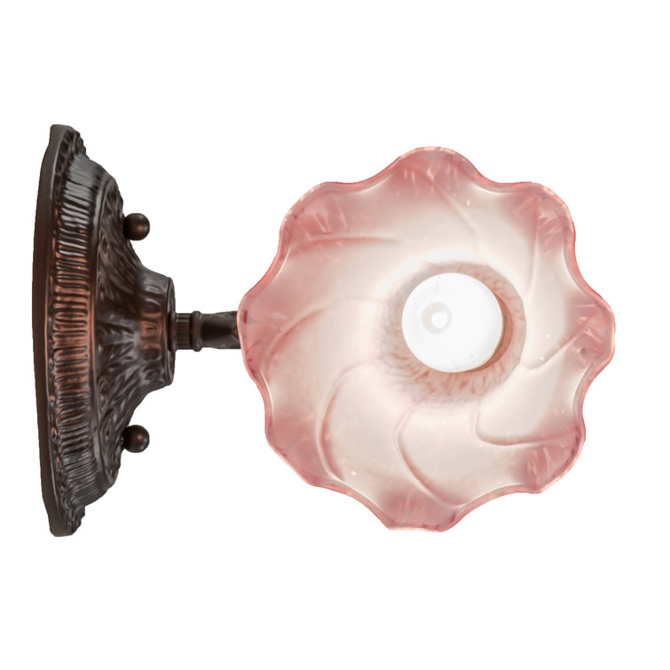 Elegant Oil-Rubbed Bronze Wall Sconce with Pink Glass Shade