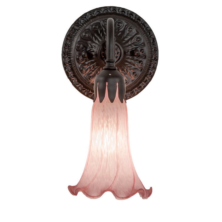 Elegant Oil-Rubbed Bronze Wall Sconce with Pink Glass Shade