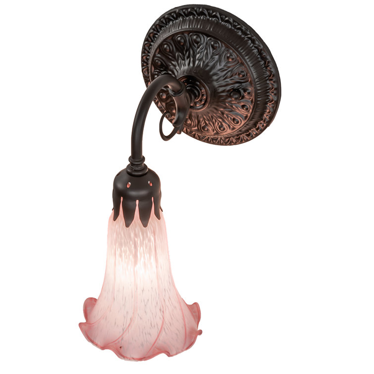 Elegant Oil-Rubbed Bronze Wall Sconce with Pink Glass Shade