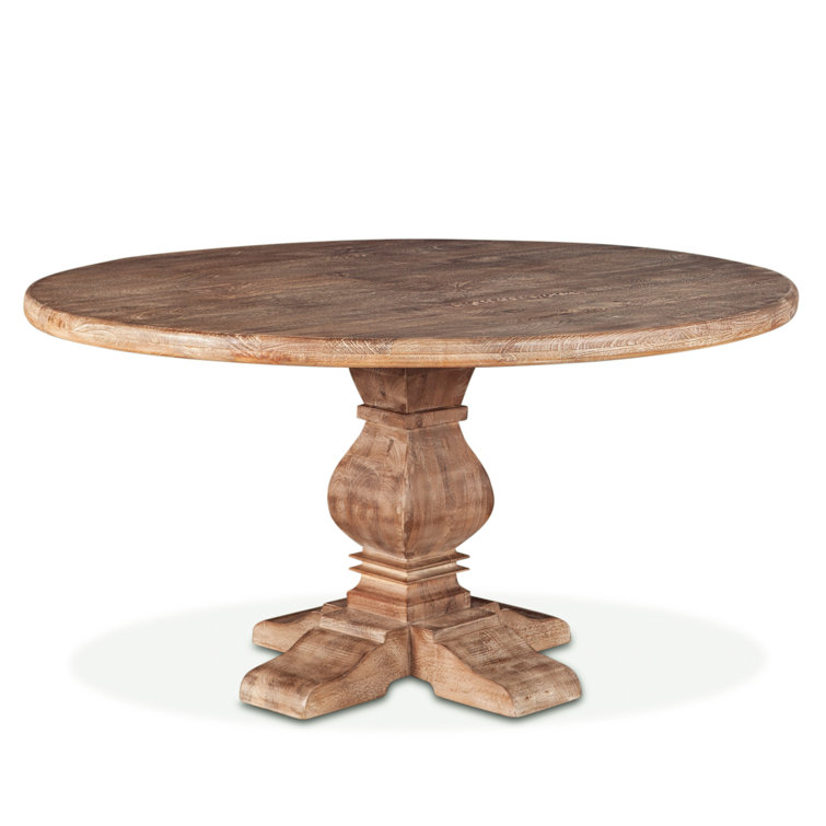 Candace 54" Reclaimed Mango Wood Round Dining Table in Antique Oak