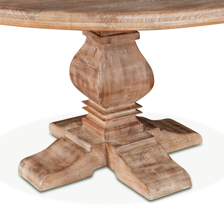 Candace 54" Reclaimed Mango Wood Round Dining Table in Antique Oak