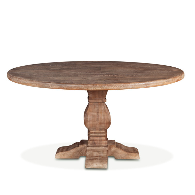 Antique Oak Round Reclaimed Wood Pedestal Dining Table