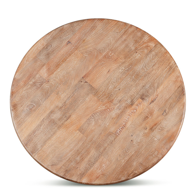 Antique Oak Round Reclaimed Wood Pedestal Dining Table