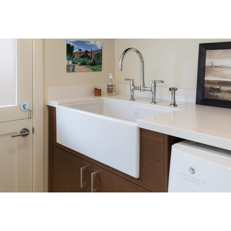 White Fireclay Single Bowl Farmhouse Apron Sink