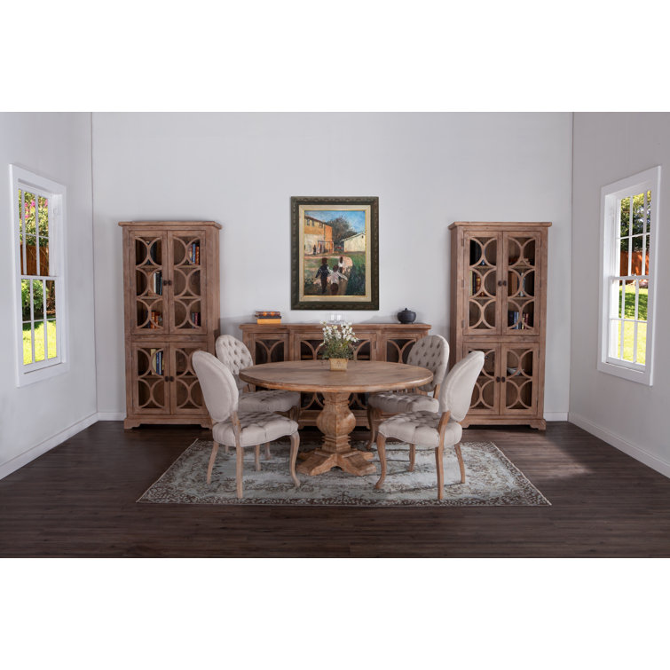 Candace 54" Reclaimed Mango Wood Round Dining Table in Antique Oak