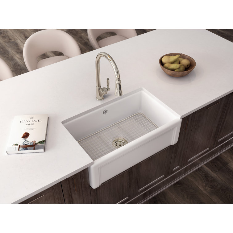 White Fireclay 30" Single Bowl Farmhouse Kitchen Sink