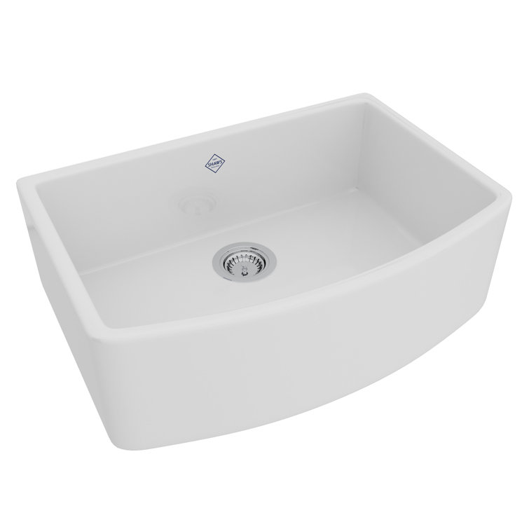 White Fireclay Farmhouse Apron Front Single Bowl Sink