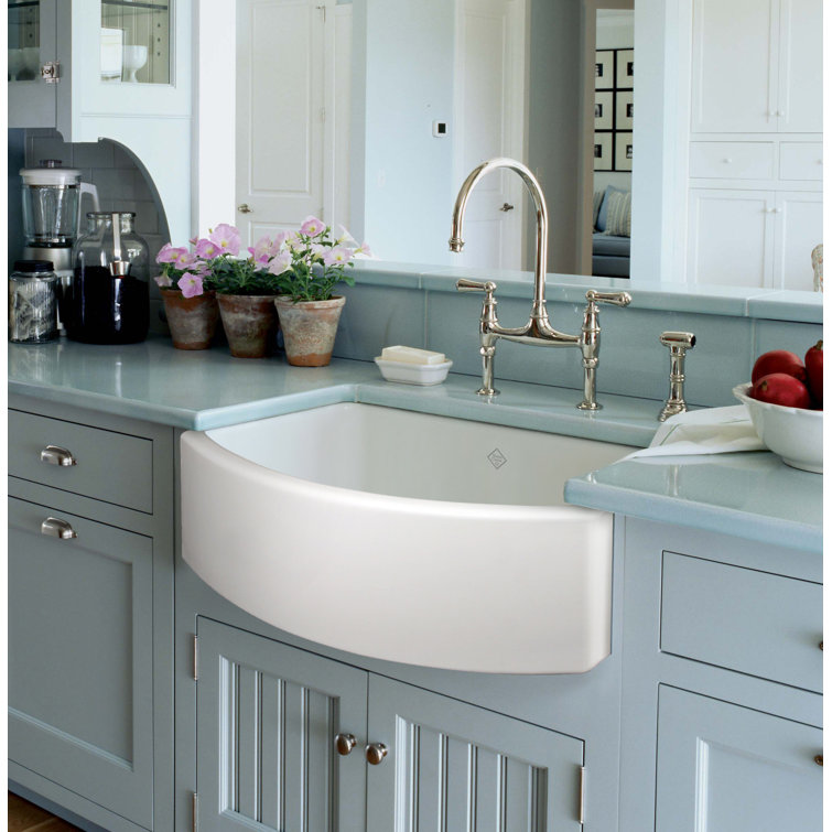 White Fireclay Farmhouse Apron Front Single Bowl Sink