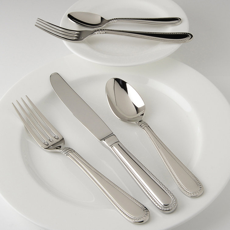 Fortessa Caviar 5 Piece 18/10 Stainless Steel Flatware Set, Service for 1
