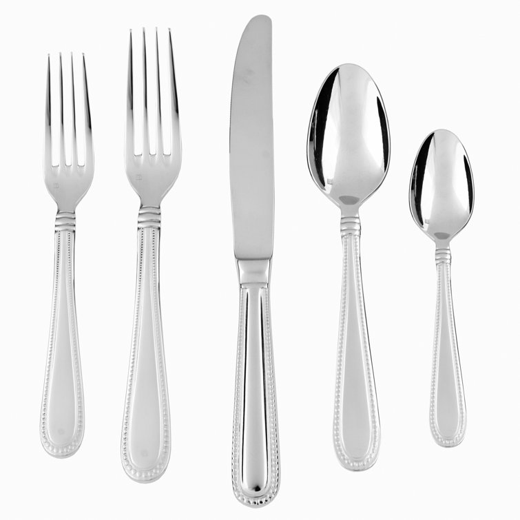 Fortessa Caviar 5 Piece 18/10 Stainless Steel Flatware Set, Service for 1