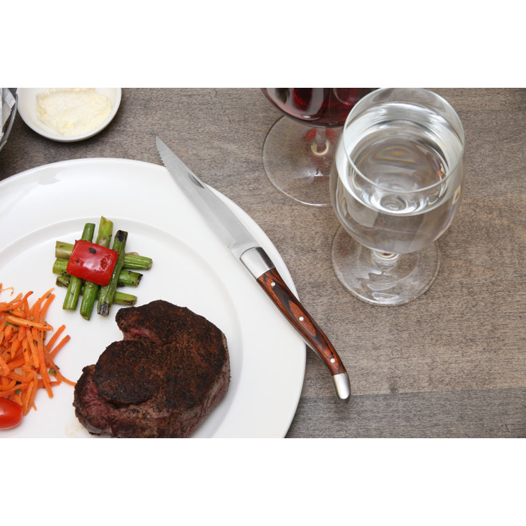 Dark Wood Handle Stainless Steel 4-Piece Steak Knife Set