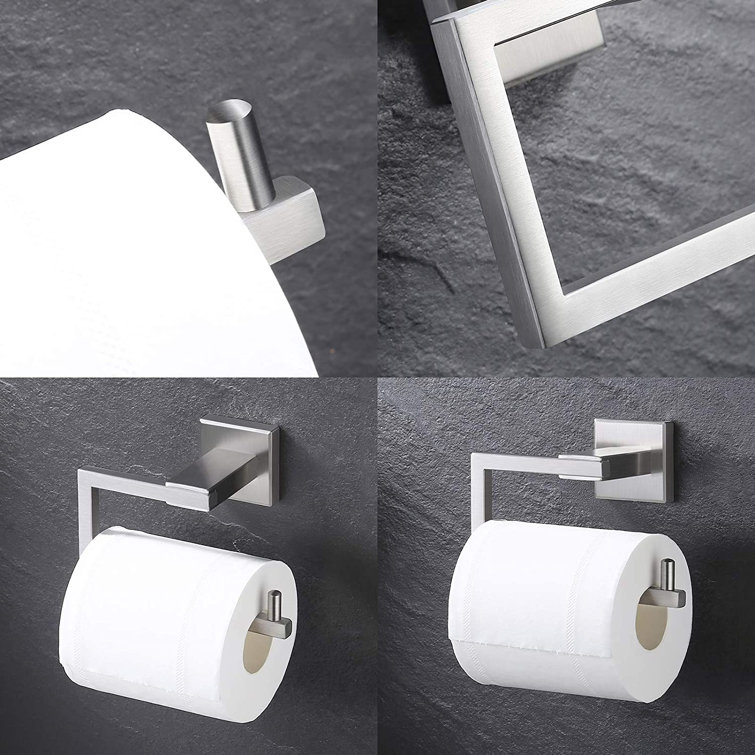 Brushed Nickel Wall Mounted Square Toilet Paper Holder