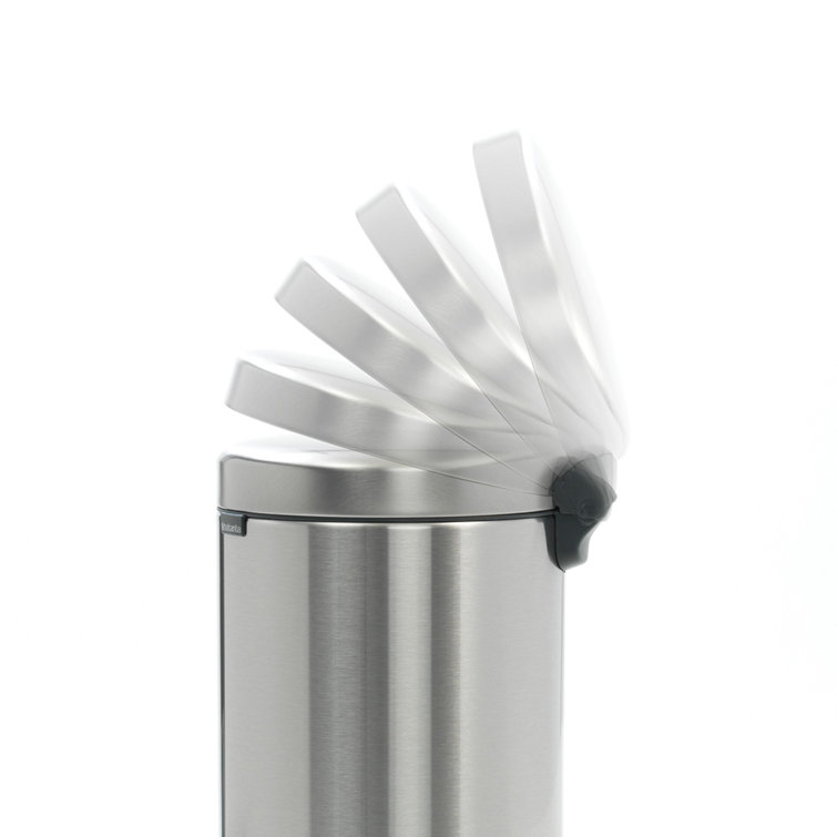 Matt Steel Fingerprint Proof Round Pedal Trash Can, 5 Liter