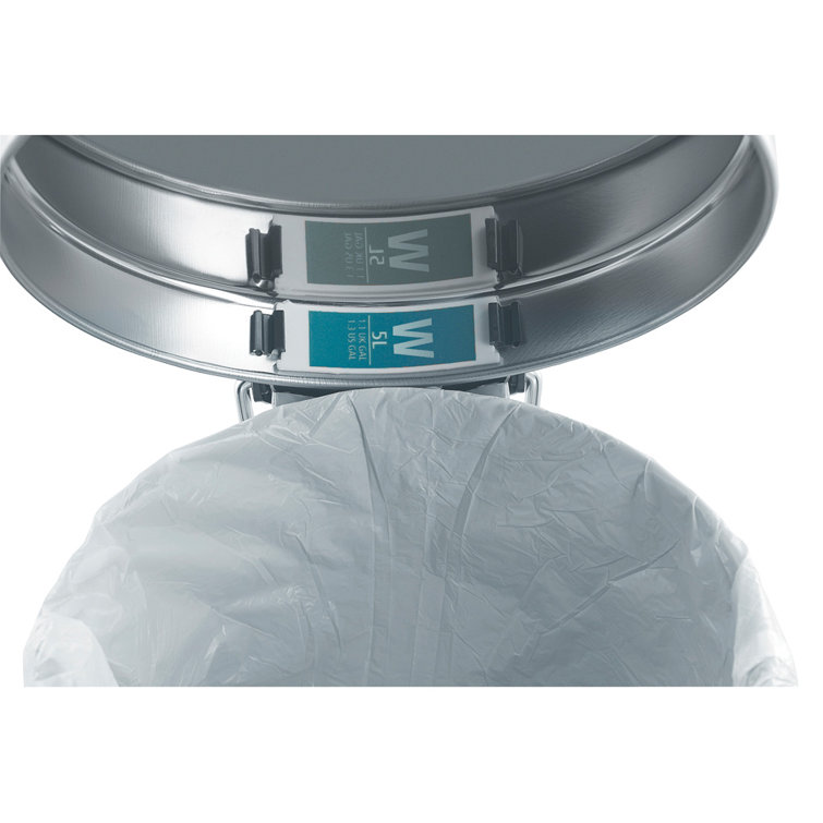 Matt Steel Fingerprint Proof Round Pedal Trash Can, 5 Liter