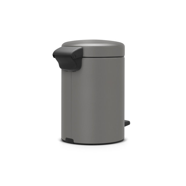 Concrete Gray Plastic Pedal Bathroom Bin, 3 Liter