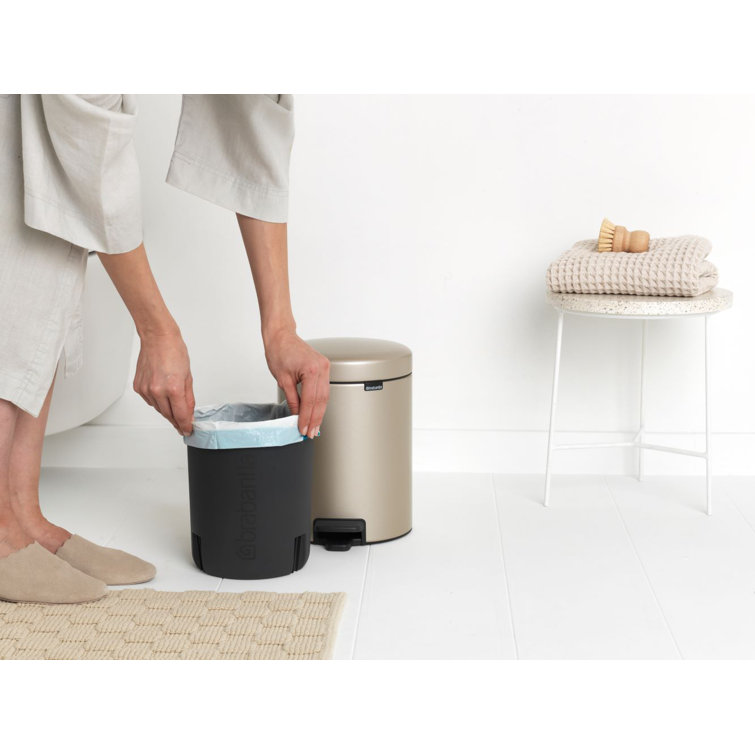 Champagne Plastic 1.3 Gallon Pedal Trash Can