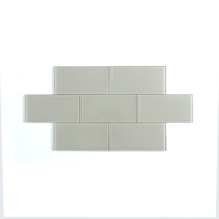 Soft Gray 3'' x 6'' Glass Peel and Stick Subway Tile