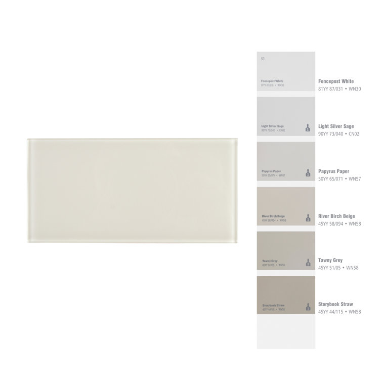 Ivory 3'' x 6'' Glass Peel and Stick Subway Tile