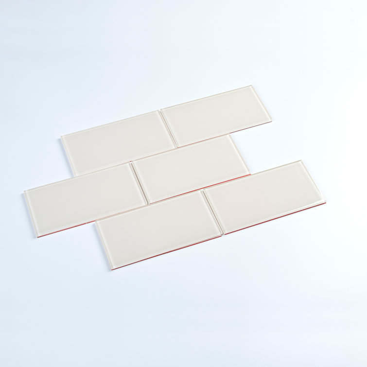 Ivory 3'' x 6'' Glass Peel and Stick Subway Tile