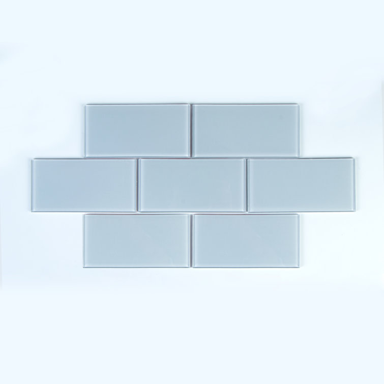 Moonlight Gray 3'' x 6'' Glass Peel and Stick Subway Tile