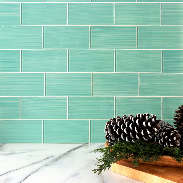 Spa Green 3'' x 6'' Glass Subway Wall Tile