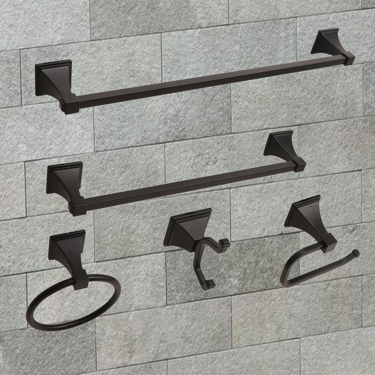 Oil Rubbed Black 5-Piece Metal Bathroom Hardware Set
