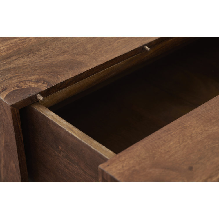 Glide Extendable Walnut Coffee Table with Iron Base and Storage