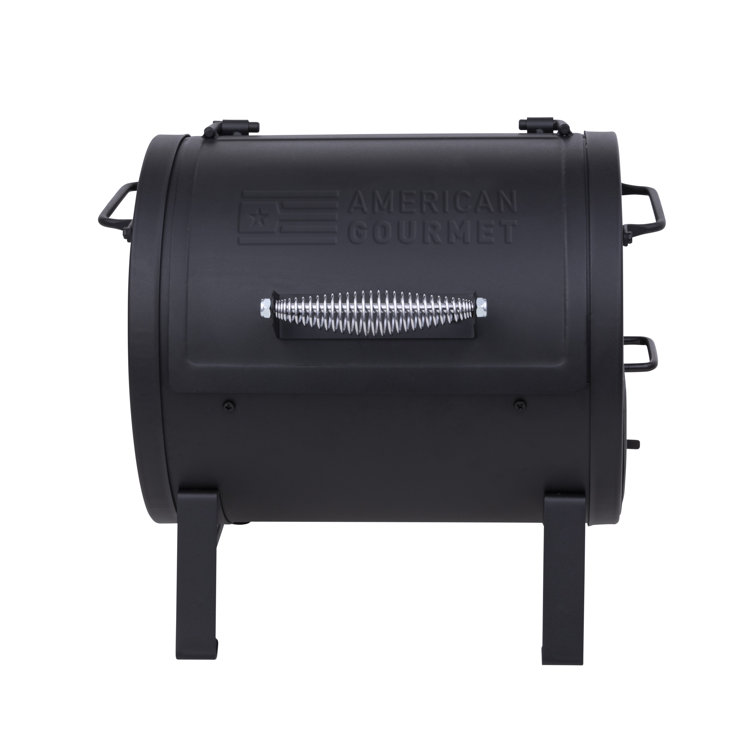 American Gourmet Black Portable Charcoal Tabletop Grill with Smoker