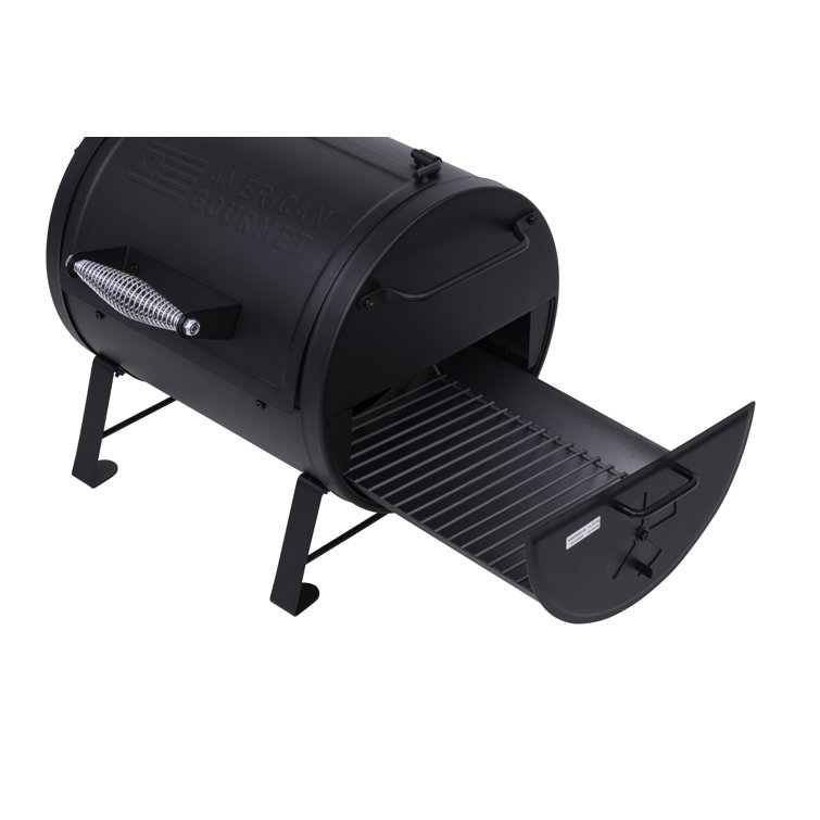 American Gourmet Black Portable Charcoal Tabletop Grill with Smoker