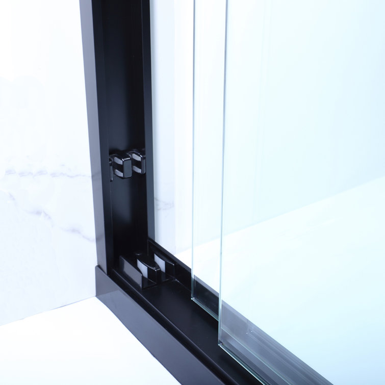 Matte Black 48" W x 76" H Double Sliding Glass Shower Door