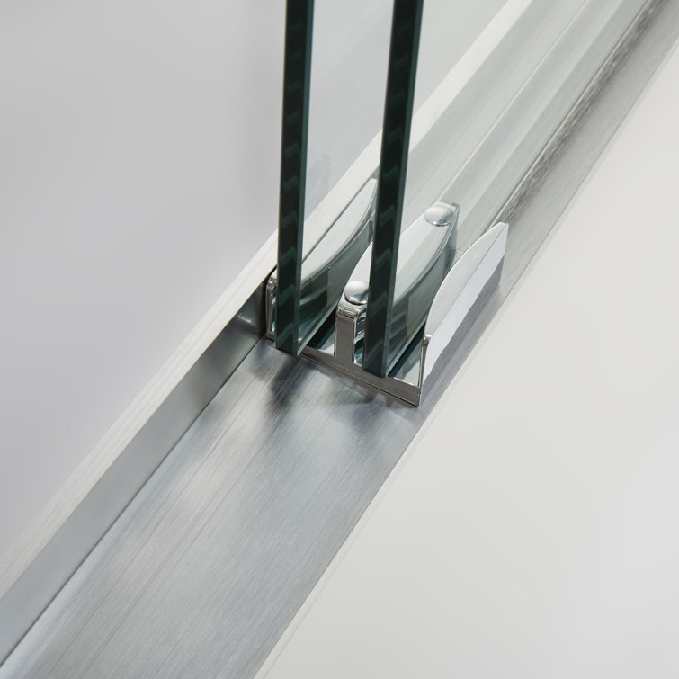 60" W x 76" H Brushed Nickel Double Sliding Glass Shower Door