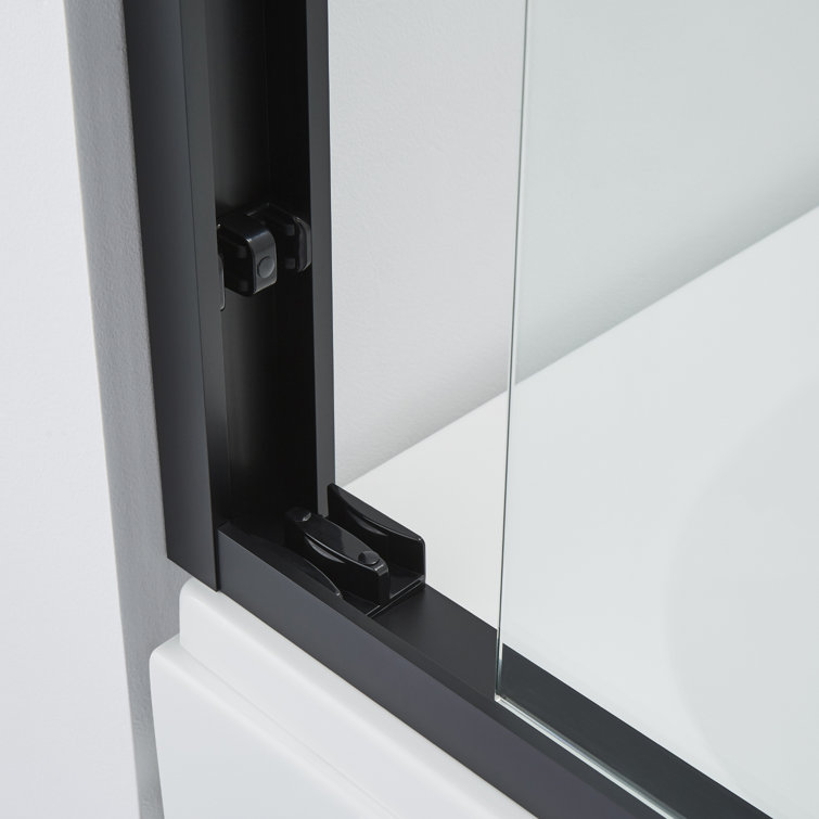60" Matte Black Double Sliding Framed Glass Tub Door