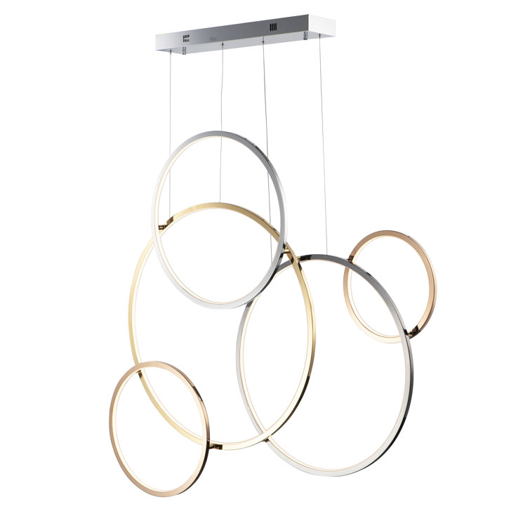 Elegance Union Multi-Plated Aluminum 5-Light LED Pendant