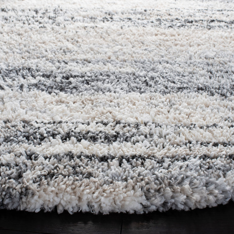 Ivory Shag Bliss Round Synthetic Area Rug, 60" Easy Care