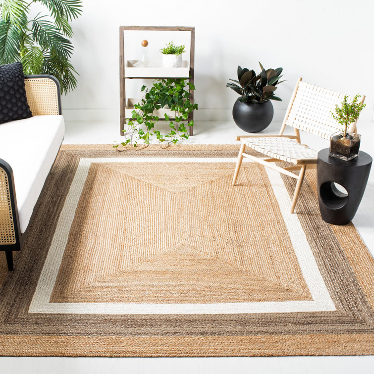 Natural and Gray Handwoven Jute Area Rug, 4' x 6'