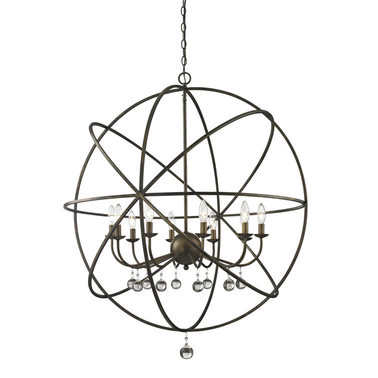 Golden Bronze 10-Light Globe Chandelier with Crystal Accents
