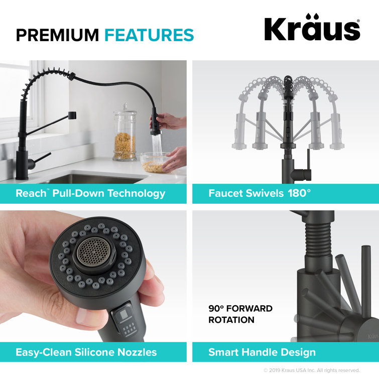 Matte Black Commercial Style Pull-Down Kitchen Faucet with Spray