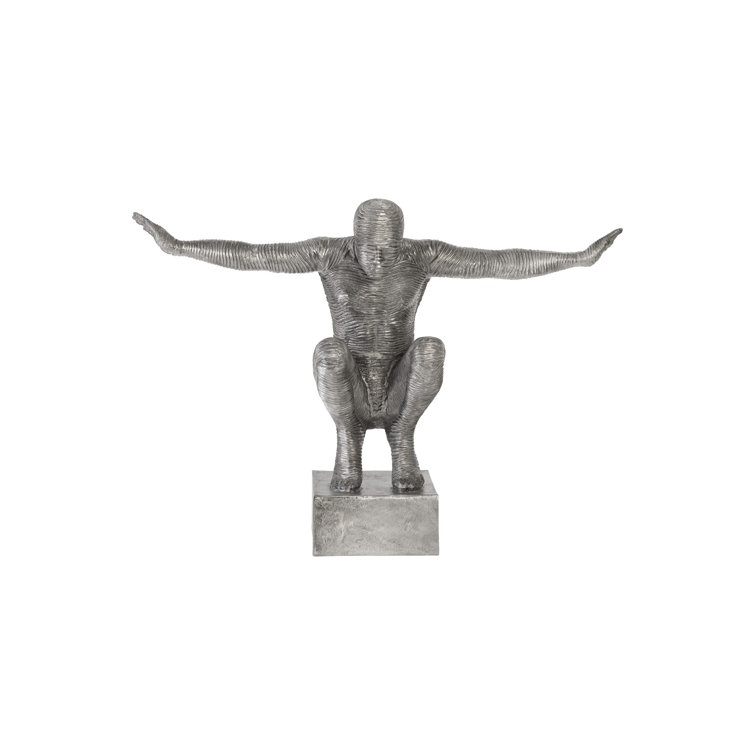 Transitional Large Silver Metal Outstretched Arms Statue