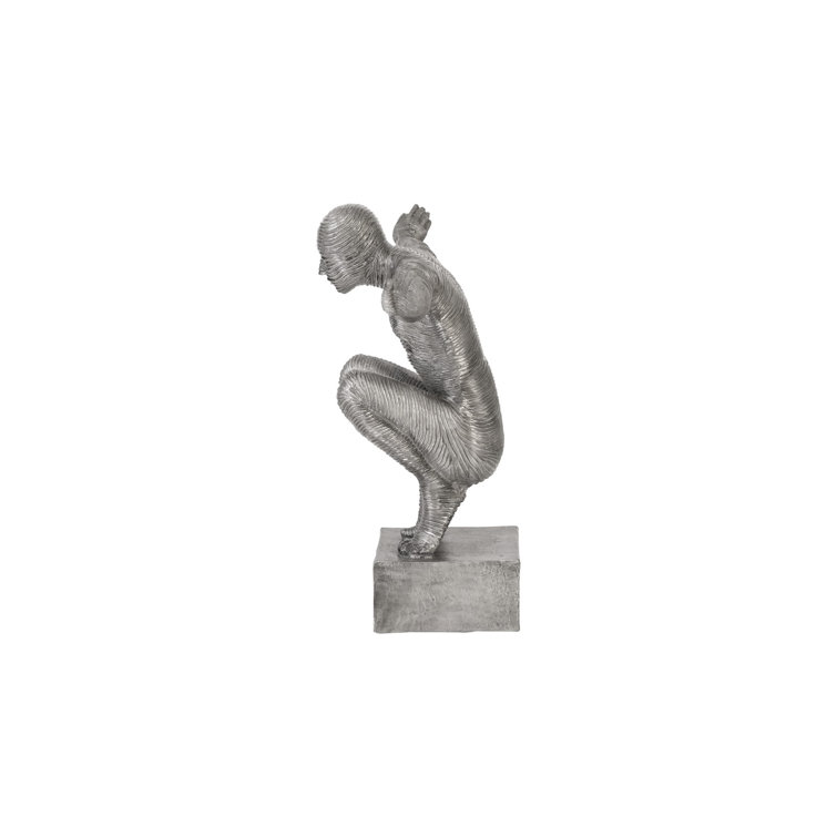 Transitional Large Silver Metal Outstretched Arms Statue